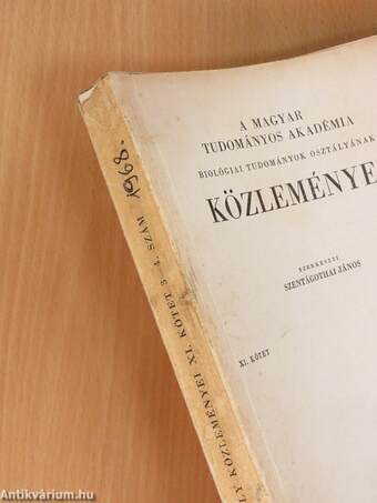 A Magyar Tudományos Akadémia Biológiai Tudományok Osztályának Közleményei XI. kötet 3-4. szám