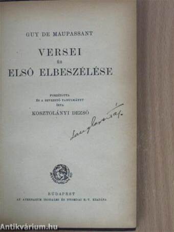 Guy de Maupassant versei és első elbeszélése