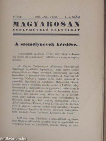 Magyarosan 1936. január-december