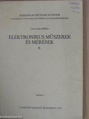 Elektronikus műszerek és mérések II.