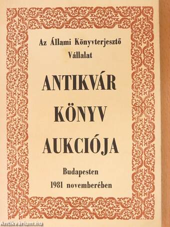 Antikvár könyv aukció - Budapest, 1981. november 20-21.