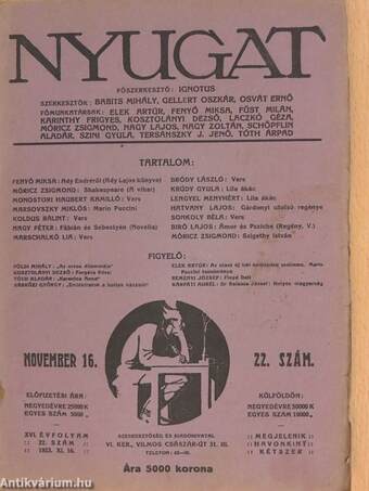 Nyugat 1923. november 16.