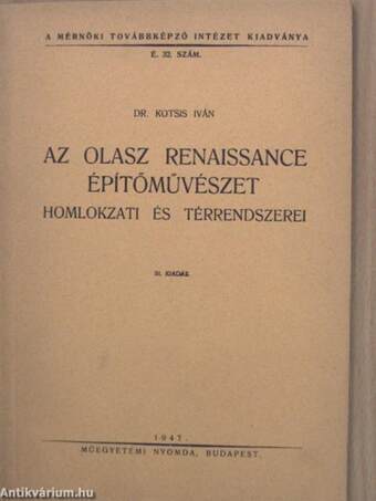 Az olasz renaissance építőművészet homlokzati és térrendszerei