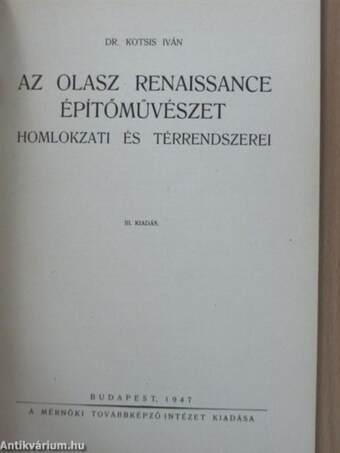 Az olasz renaissance építőművészet homlokzati és térrendszerei