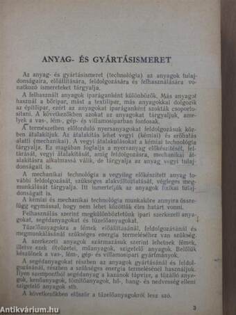 Anyag- és gyártásismeret I-III.