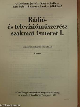 Rádió- és televízióműszerész szakmai ismeret I.