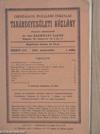 Országos Polgári Iskolai Tanáregyesületi Közlöny 1931. szeptember