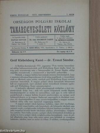 Országos Polgári Iskolai Tanáregyesületi Közlöny 1931. szeptember