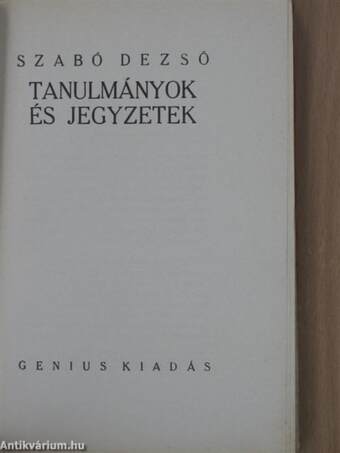 Tanulmányok és jegyzetek