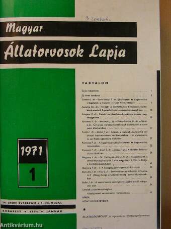 Magyar Állatorvosok Lapja 1971. január-december