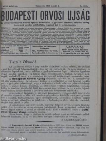Budapesti Orvosi Ujság 1925. január-december
