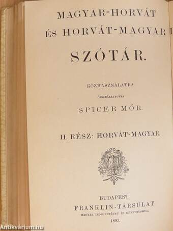 Magyar-horvát és horvát-magyar szótár I-II.