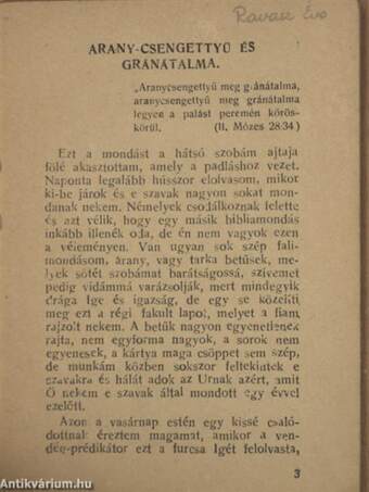 Arany-csengettyü és gránátalma/Egy régi prédikátor