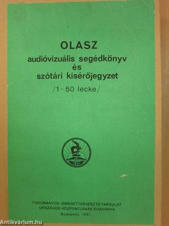 Olasz audióvizuális segédkönyv és szótári kísérőjegyzet