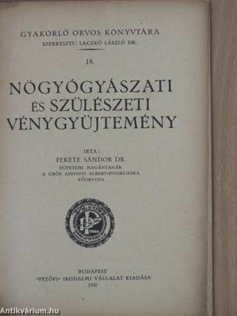 Nőgyógyászati és szülészeti vénygyűjtemény/Sebészeti vénygyűjtemény