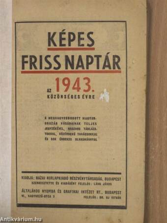 Képes Friss Naptár 1943.