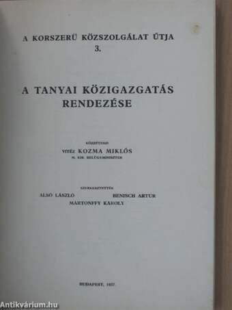 A tanyai közigazgatás rendezése