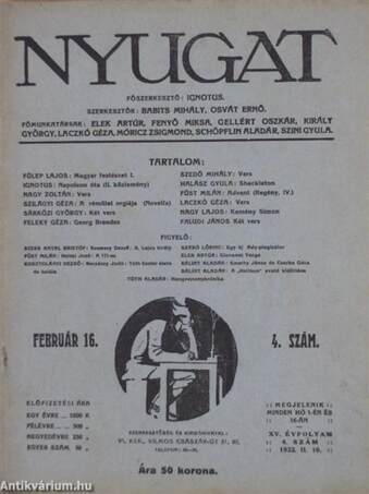 Nyugat 1922. február 16.