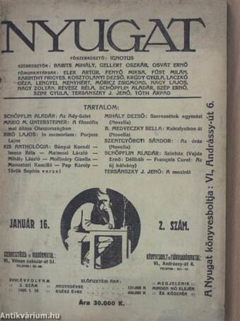 Nyugat 1925. január 16.