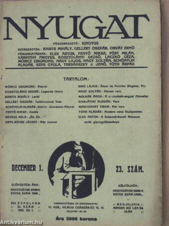 Nyugat 1923. december 1.