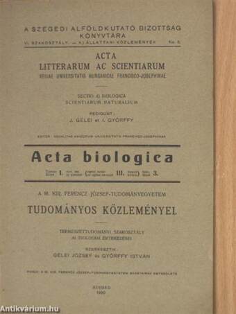 Acta Biologica - Állattani közlemények I/5.