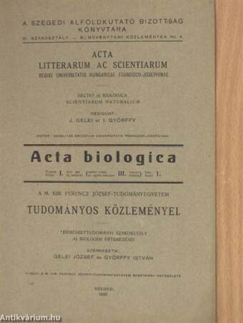 Acta Biologica - Növénytani közlemények I/4.