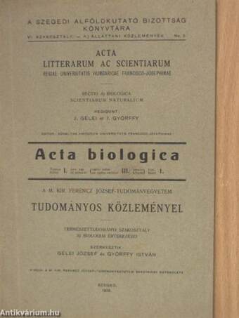 Acta Biologica - Állattani közlemények I/3.