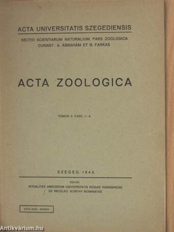 Acta Zoologica Tomus II. Fasc. 1-4.