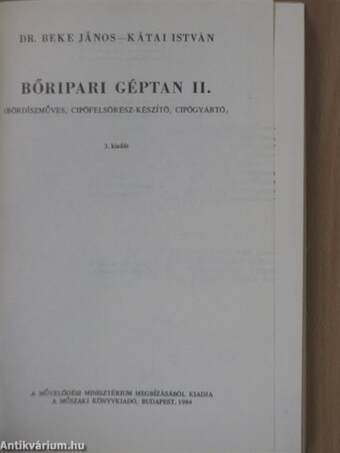 Bőripari géptan II.