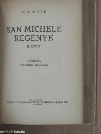 San Michele regénye I-II.