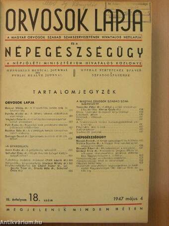 Orvosok Lapja 1947. (nem teljes évfolyam)