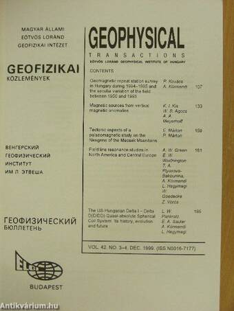 Geophysical Transactions Vol. 42. No. 3-4.