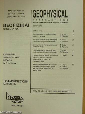 Geophysical Transactions Vol. 42. No. 1-2.