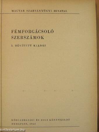 Fémforgácsoló szerszámok