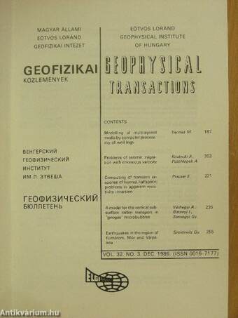 Geophysical Transactions Vol. 32. No. 3.