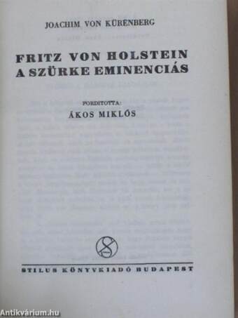 Fritz von Holstein, a szürke eminenciás