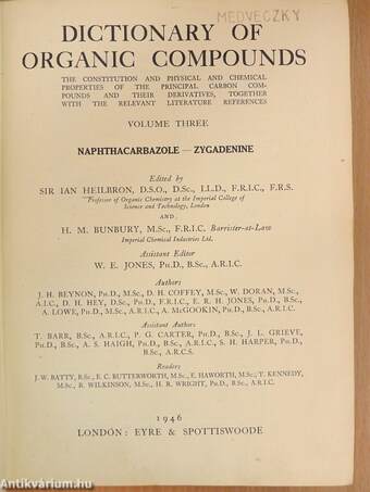 Dictionary of Organic Compounds III. (töredék)