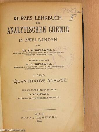 Kurzes Lehrbuch der Analytischen Chemie in zwei Bänden II.