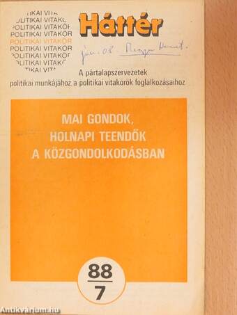 Politikai Vitakör 1988/7.