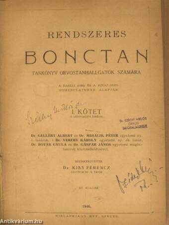 Rendszeres bonctan I-II./Tájanatómia