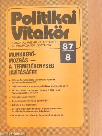 Politikai Vitakör 1987/8.