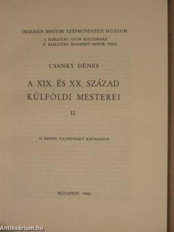 A XIX. és XX. század külföldi mesterei II.