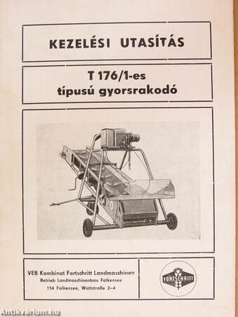 Kezelési utasítás - T 176/1-es típusú gyorsrakodó