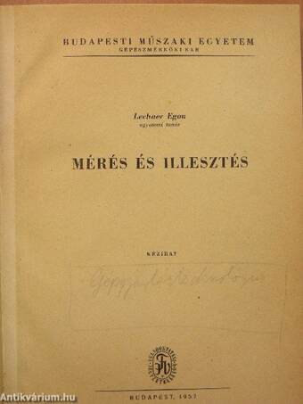 Mérés és illesztés/Gépgyártás