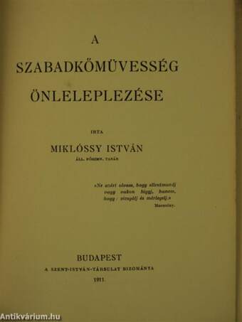 A szabadkőmüvesség önleleplezése