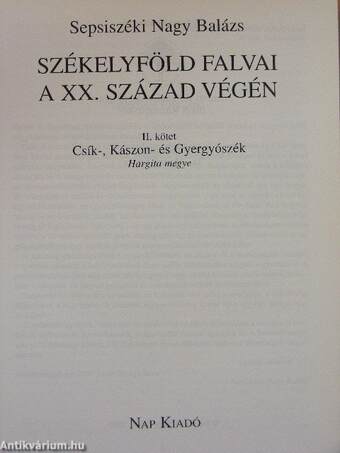 Székelyföld falvai a huszadik század végén II.