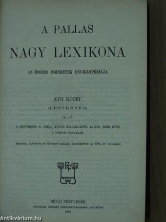 A Pallas Nagy Lexikona XVII. (töredék)