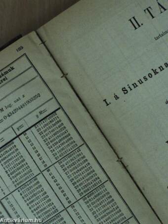 Hétjegyü közönséges logarai az 1-től 100,000-ig terjedő számoknak, valamint 10 másodpercről 10 másodpercre valamennyi szög sinusainak, cosinusainak, érintőinek s pótérintőinek
