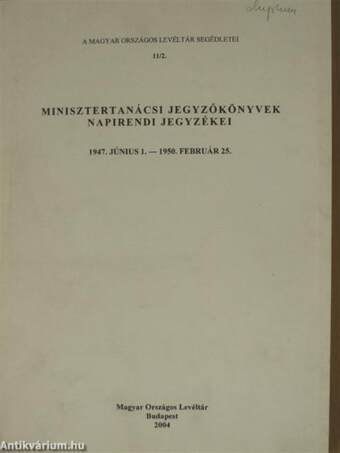 Minisztertanácsi jegyzőkönyvek napirendi jegyzékei