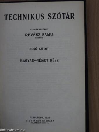 Technikus szótár I.